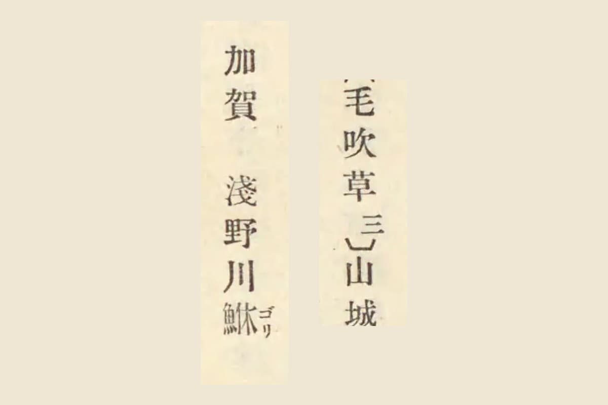 『古事類苑』コマ695が引く『毛吹草』の「山城」と「加賀 淺野川鮴」の大写し