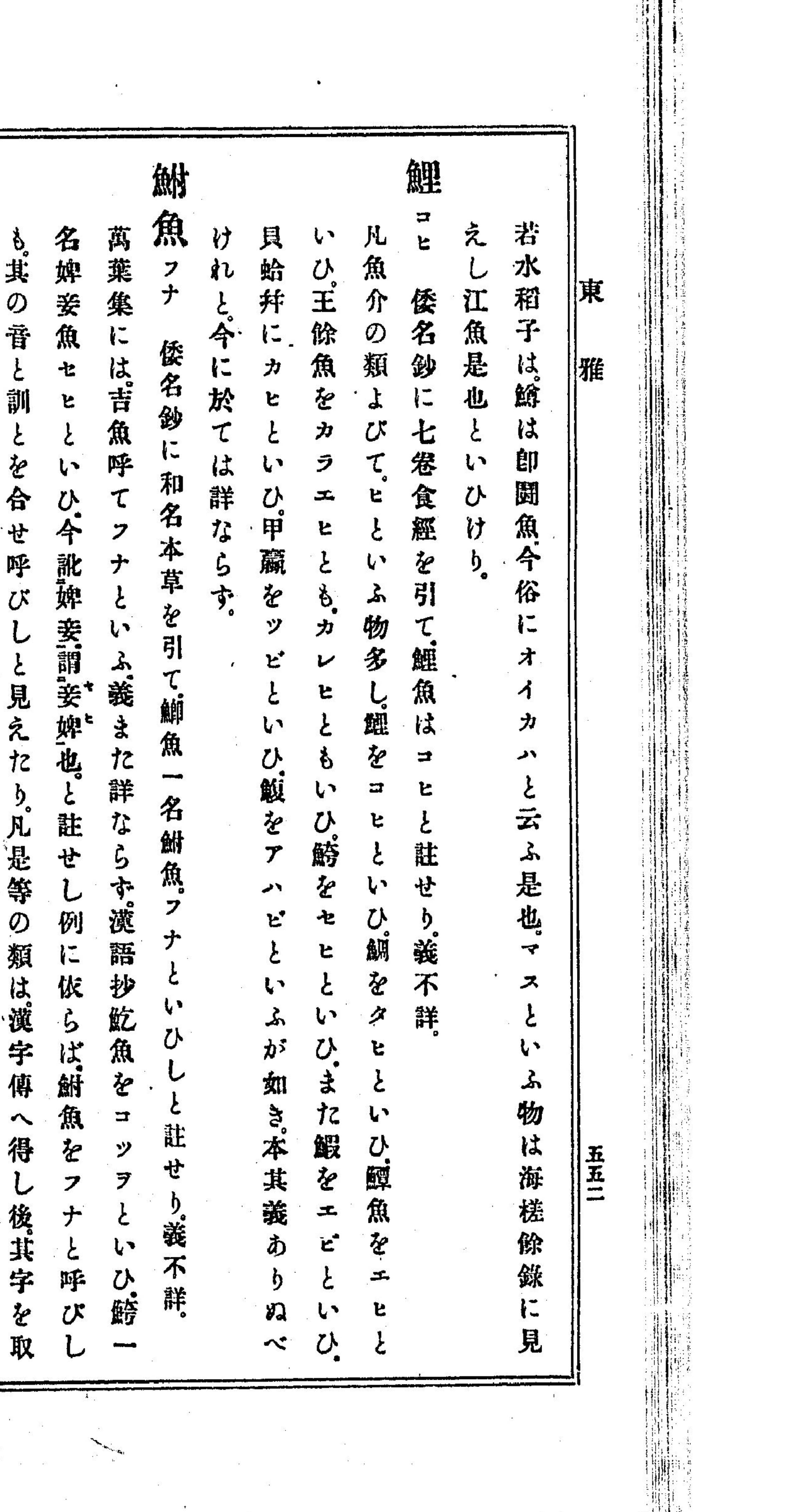 『東雅』鯉の項 クローズアップ（PID 993111 コマ33）