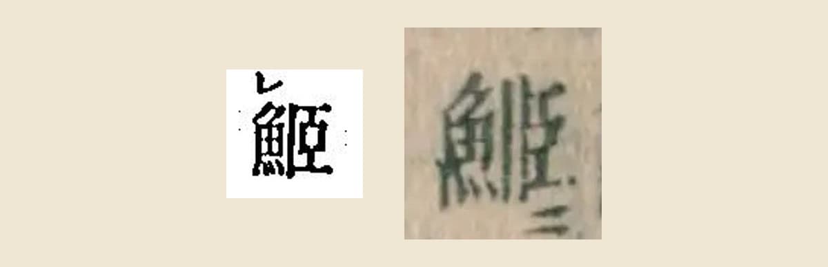 『本朝食鑑』と『箋注倭名類聚抄』の「貌似鰋」の「鰋」の字の大写し