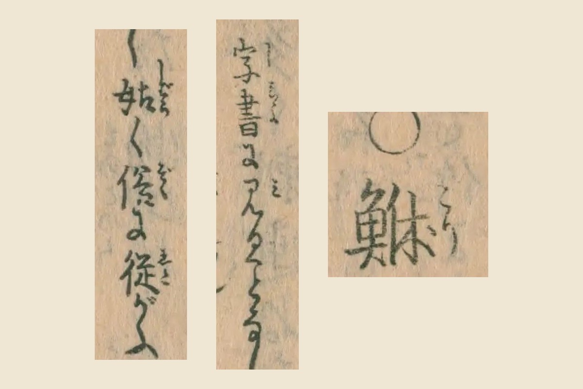 『日本山海名産図会』コマ19の見出し「鮴」と振り仮名「ごり」、注記「字書に見ることなし」「姑く俗に從がふ」の大写し
